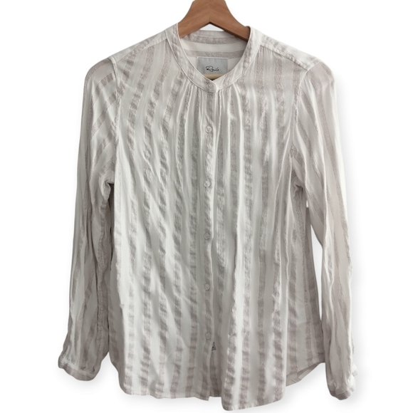 Rails Eloise Button Up in Carrera Metallic Stripe White Mandarin Collar Small - Picture 15 of 15